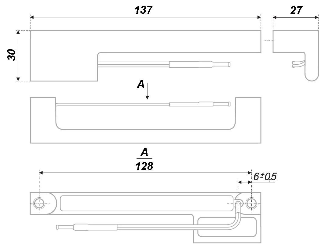 Мебельная ручка RS301CP/WWL.4/128/L