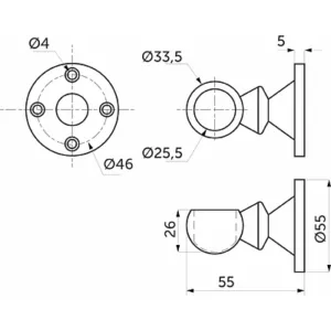 993 Держатель дистанционный концевой трубы д.25 ТН-85-25 хром