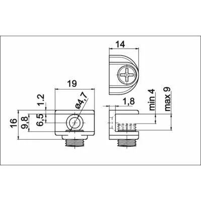 Регулируемое крепление для стекла GTV. Ещё одно изображение крепления для стекла