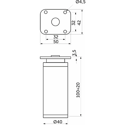 Опора DAP-77 Н-100 алюминий