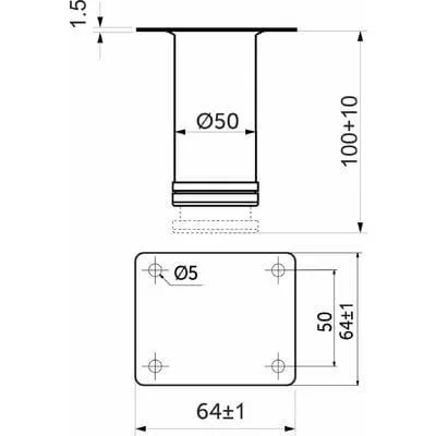 Опора мебельная LEMAX д. 50 Н-100, чёрная Опора мебельная LEMAX д. 50 Н-100, чёрная