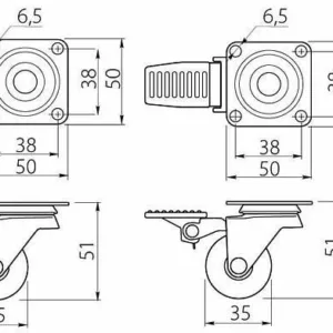 Мебельное колесо полиуретановое д.35 GTV