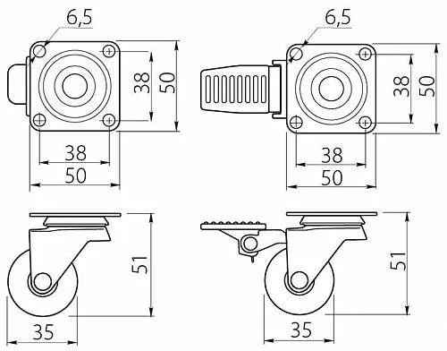 Мебельное колесо полиуретановое GTV, купить в Минске, в Беларуси Мебельное колесо полиуретановое GTV, купить в Минске, в Беларуси