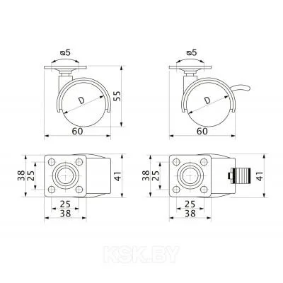 Мебельное колесо д.40
