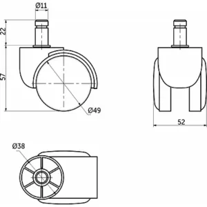 Колесо офисное штифт д.11