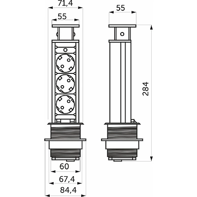 Выдвижной удлинитель VULCAN 3 розетки от AKS Выдвижной удлинитель VULCAN 3 розетки от AKS