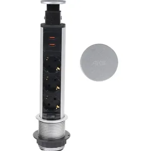 Выдвижной удлинитель VULCAN 3 розетки + 2 USB сталь шлифованная