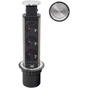 Выдвижной удлинитель VULCAN 3 розетки сталь шлифованная