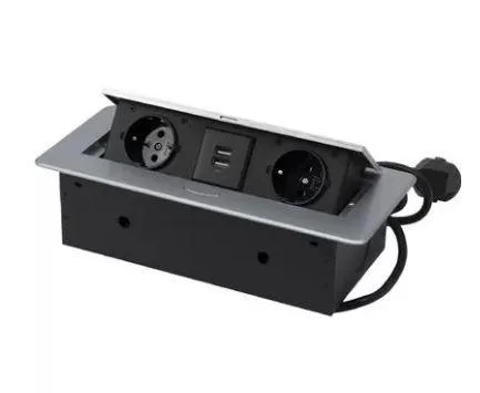 Выдвижной удлинитель NOVA USB+2 розетки, алюминий, купить в Минске Выдвижной удлинитель NOVA USB+2 розетки, алюминий, купить в Минске