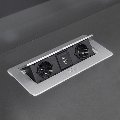 Выдвижной удлинитель NOVA USB+2 розетки, алюминий, купить в Минске