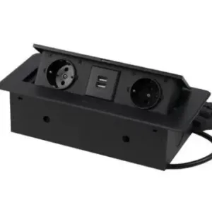 Выдвижной удлинитель NOVA USB+2 розетки черный