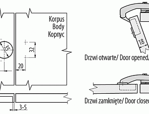Петля накладная GTV +90 градусов для фальшпанелей с ответной планкой H-2 45мм без еврошурупа