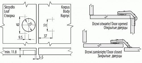 Петля накладная GTV 135 градусов карусельная с ответной планкой H-2 45мм без еврошурупа