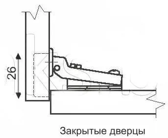 Изображение петли полунакладной мини, установленной на дверь