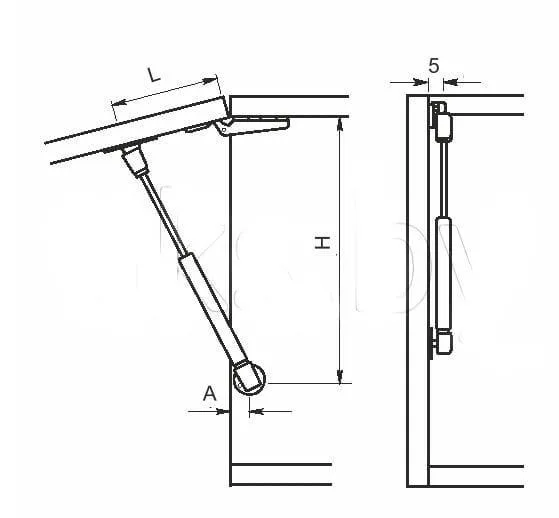 изображение мебельного фасада с установленным газовым лифтом|