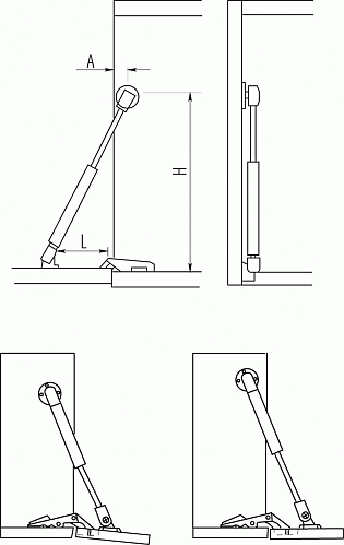 Масляный амортизатор для мебельного фасада. Крупный план масляного подъёмника