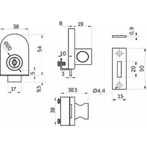 Замок мебельный 408 для одной стеклянной двери