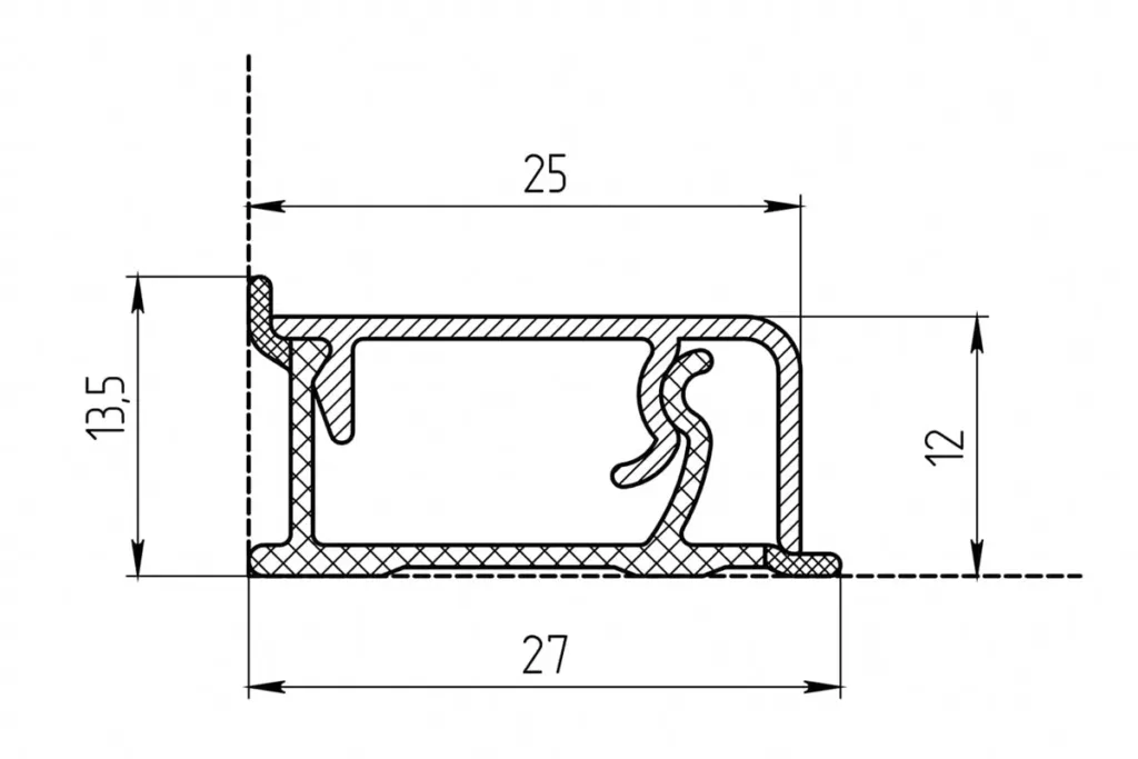Плинтус алюминиевый КВАДРО 4,2 метра серебро