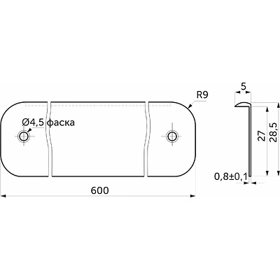 Планка к столешнице 26 СКИФ боковая универсальная R9 алюминий