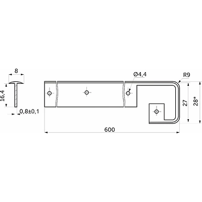Планка к столешнице 26 СКИФ соединительная R9 алюминий