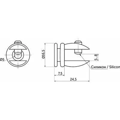 Стеклянная полка с полкодержателем. Общий вид стеклянной полки