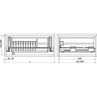 Сушка для посуды LEMAX FLAT LINE 600 мм в нижнюю базу с доводчиком, хром Сушка для посуды LEMAX FLAT LINE 600 мм в нижнюю базу с доводчиком, хром