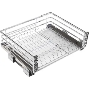 Сушка для посуды в нижнюю базу с доводчиком FLAT LINE нержавеющая сталь хром (600)