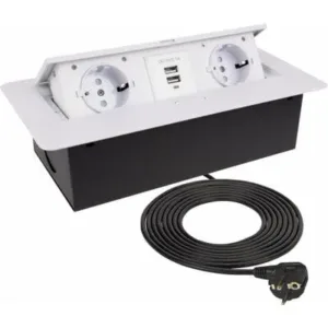 Выдвижной удлинитель NOVA USB+2 розетки белый