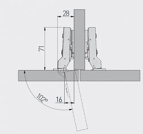 Петля GTV полунакладная с доводчиком с ответной планкой H-0 без еврошурупа CLIPON
