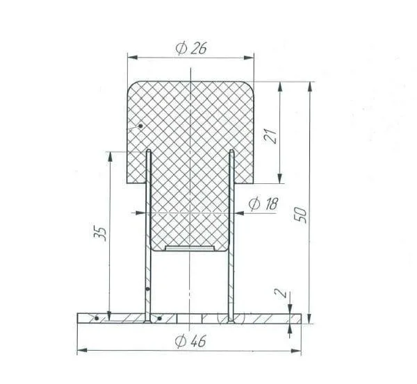 Крупный план упора дверного универсального УД-01. Крупный план упора дверного