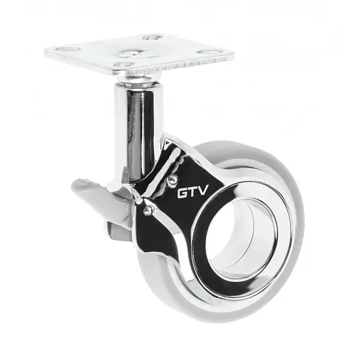 Колесо мебельное GIRA д. 60 мм серое + хром с тормозом Колесо мебельное GIRA д. 60 мм серое + хром с тормозом