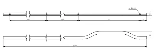 Мебельная ручка GTV GRAVELL 1200 чёрный матовый