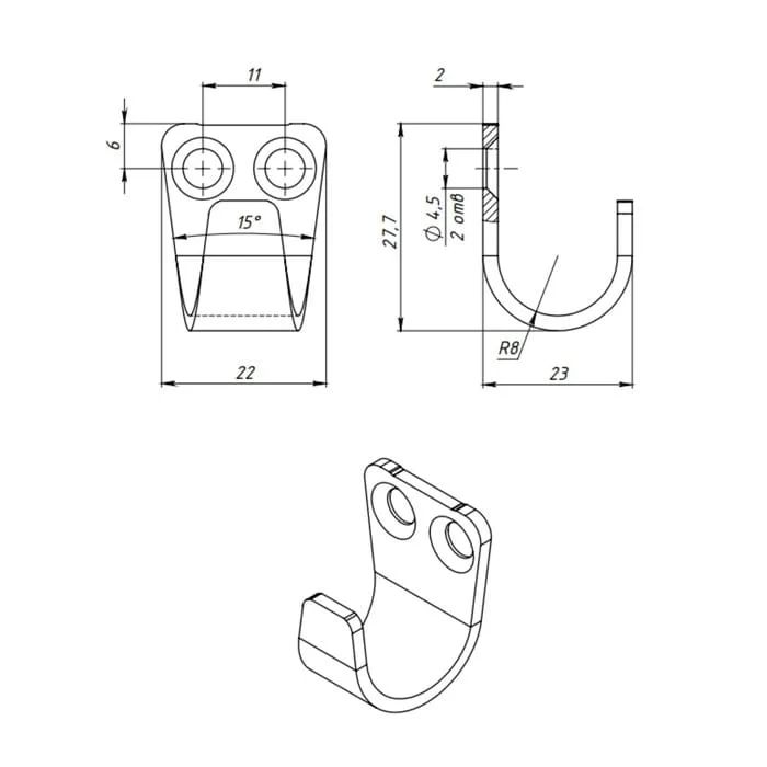 Крючок для одежды №1 цинк