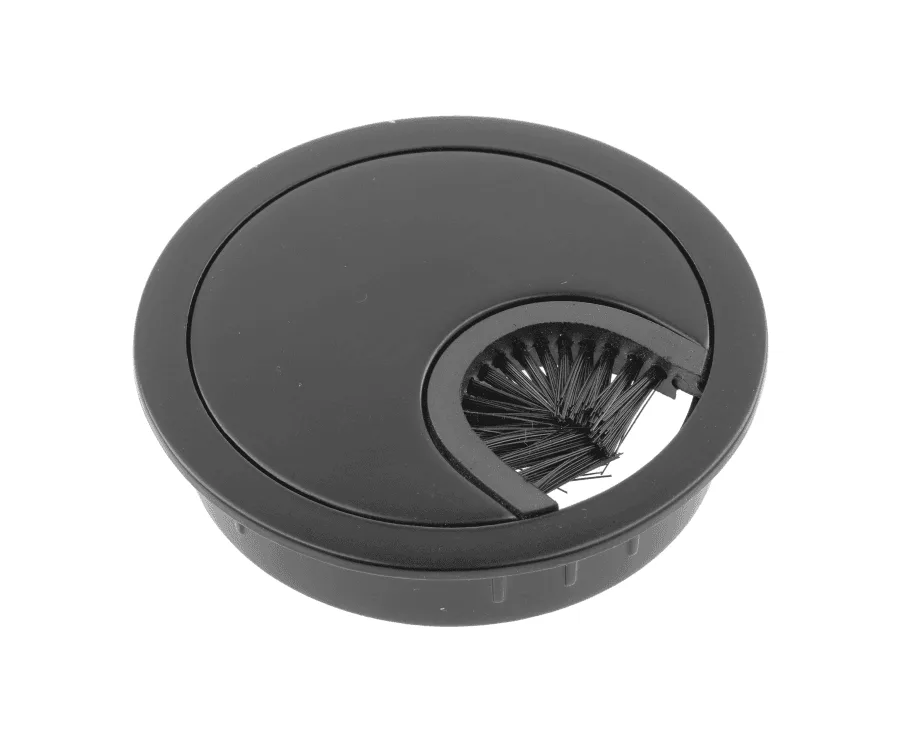 Пропуск для кабеля круглый металл с ресничкой д.80 GTV черный. Изображение пропуска для кабеля круглого металлического с ресничкой диаметром 80 мм от бренда GTV в чёрном цвете