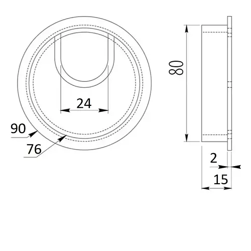 Пропуск для кабеля круглый металл с ресничкой д.80 GTV черный (крупный план). Крупный план пропуска для кабеля, демонстрирующий его дизайн и качество исполнения
