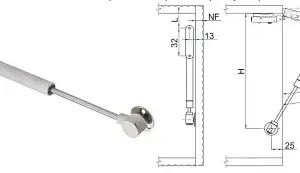 Газовый лифт мебельный GTV с доводчиком и регулировкой серый (120H)