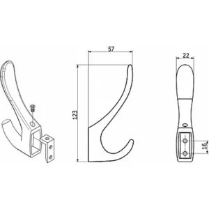 Крючок для одежды ROMA двухрожковый черный матовый