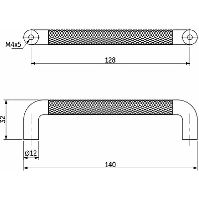 Мебельная ручка FLUID-128 черный матовый