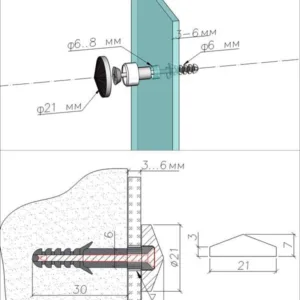 Крепление зеркала и стекла на отверстие Конус 21 мм КЗС1302-21 хром