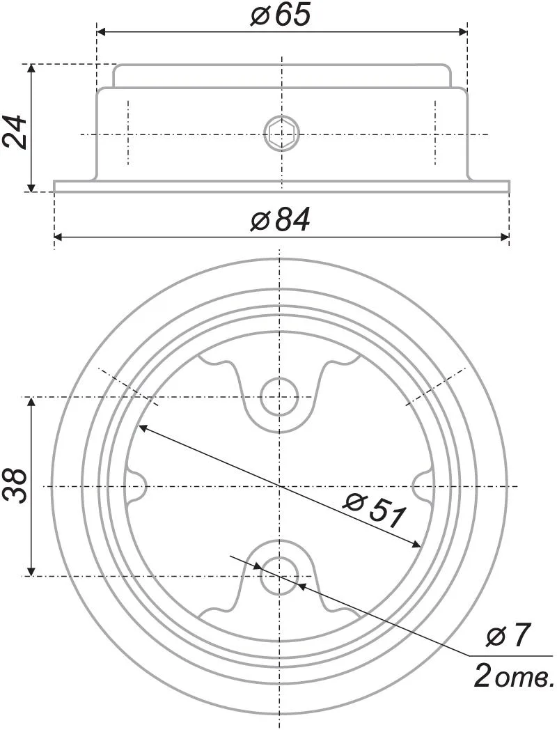 Нижнее крепление трубы барной системы SPC105/CP