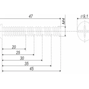 Винт мебельный M4*45