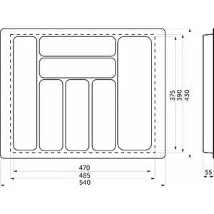 Лоток вкладыш для столовых приборов 600 BASIC 540*430*55 (белый)