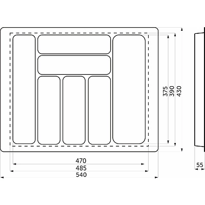 Лоток вкладыш для столовых приборов 600 BASIC 540*430*55 (белый)