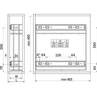 Карго GRIDLI бокового крепления универсальная с шариковыми направляющими с доводчиком черный (200 мм)