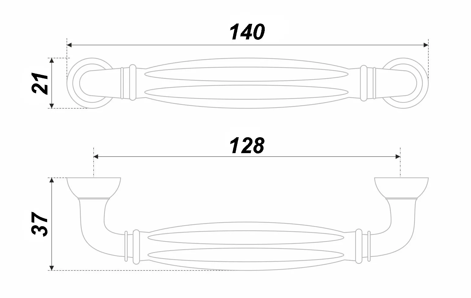 Мебельная ручка TIFFANY RS121AB.4/128/W