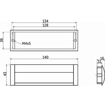 Ручка врезная WPY 326-128 алюминий+хром
