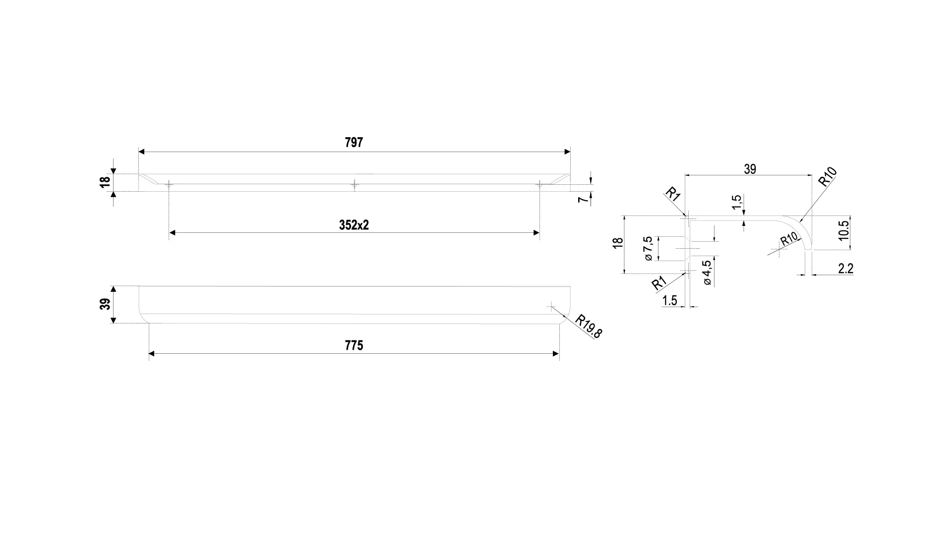 Мебельная ручка MONTE RT110SC.1/000/800
