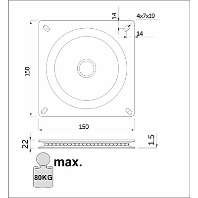 Поворотная площадка для полки LEMAX 152*152 Поворотная площадка для полки LEMAX 152*152