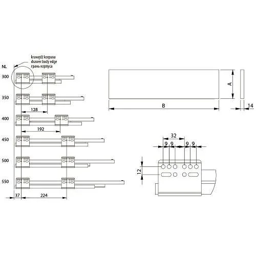 Выдвижной ящик GTV AXIS PRO H-69 низкий под духовку антрацит (450)