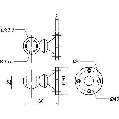993 Держатель дистанционный концевой короткий, крупный план. изображение чёрного дистанционного держателя для труб в деталях;